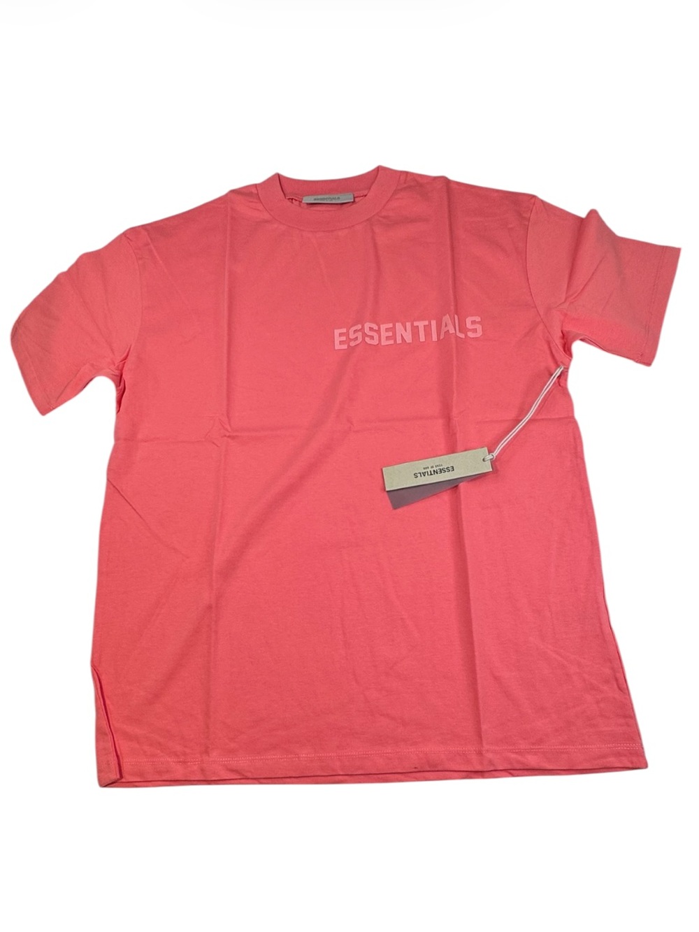 NWT Fear of God Essentials T-Shirt Men's Medium Pink Cotton Overside Tee Logo